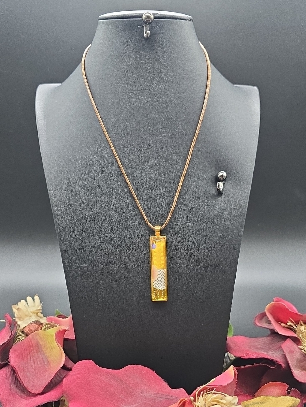 Handcrafted | Gold-Tone | Yellow Glass Bar Pendant | Necklace